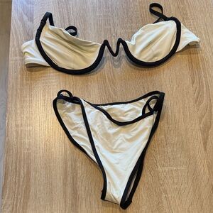 Elegant Cream and Black Women's Bikini Set
